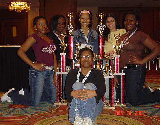 Cass Technical High School: (L to R) Keyanna Coleman, L'Quan Thomas, Medina Mathis, Ashley Bish, Ayanna Thomas, Devyne Lloyd (Seated) Photo courtesy of Douglas Carey.