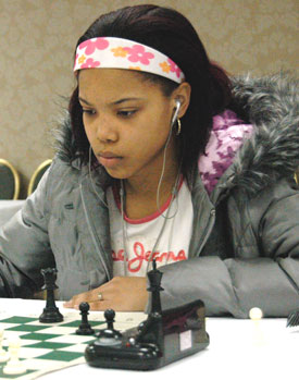 Medina Mathis at the All-Girls tournament in Chicago where she placed 2nd in the under-18 section. Photo by Betty Dynako.