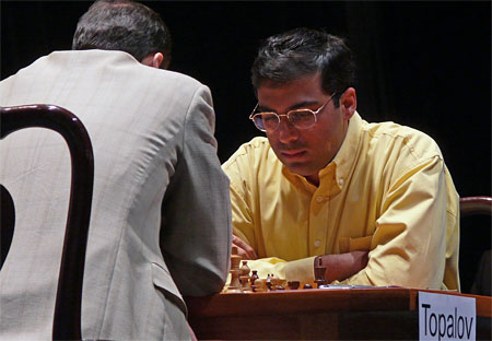 Viswanathan Anand on his way to eclipsing Topalov.