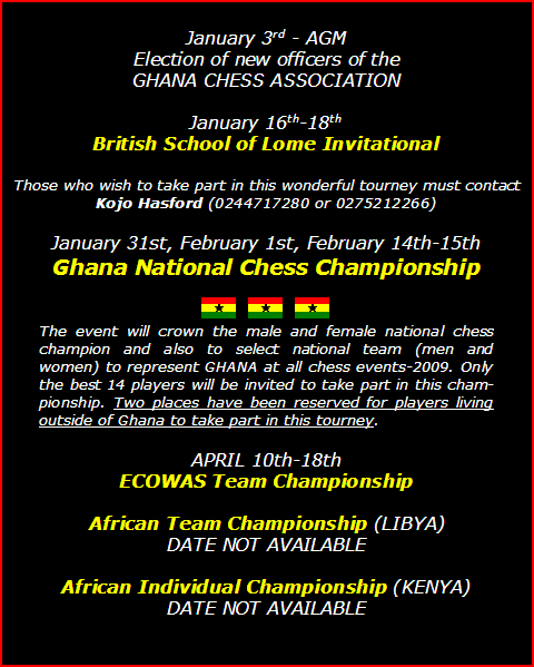 GHANA NATIONAL INDIVIDUAL CHESS CHAMPIONSHIPS – Ghana Chess