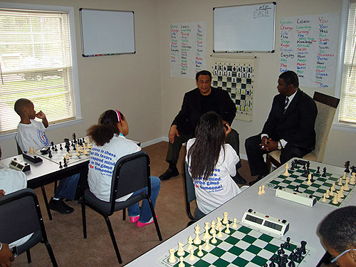 Andrew Young speaking to children at BeSomeone training facility. Photo courtesy of Orrin Hudson.