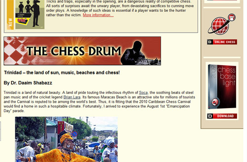 Trinidad featured on ChessBase!