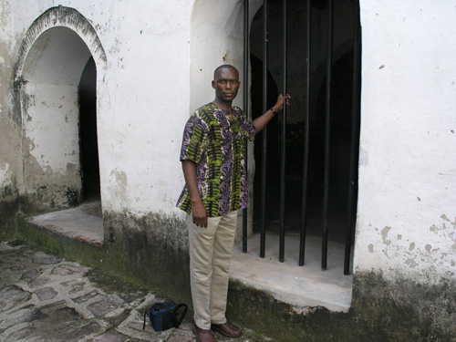 In the female dungeon at Elmina Slave Castle.