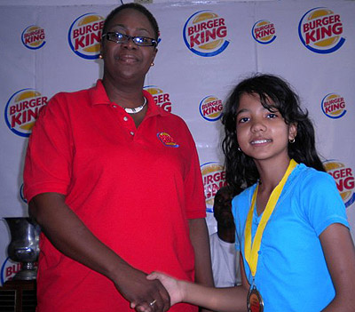 National Under 12 Champion Rachel Miller (right) was adjudged the 'Best Female Player' in the 2011 Burger King National Junior Chess Gala.