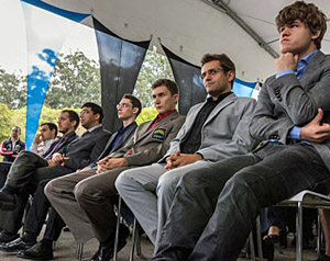 2012 Competitors: Magnus Carlsen, Levon Aronian, Sergey Karjakin, Fabiano Caruana, Viswanathan Anand and Francisco Vallejo-Pons
