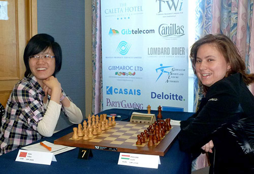 Hou Yifan facing Judit Polgar in a historic battle. Hou won and exciting battle. Photo by Zeljka Malobabic © Tradewise Insurance Ltd.