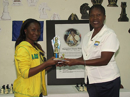 Krishna Gray of Jamaica accepting her 1st place award.