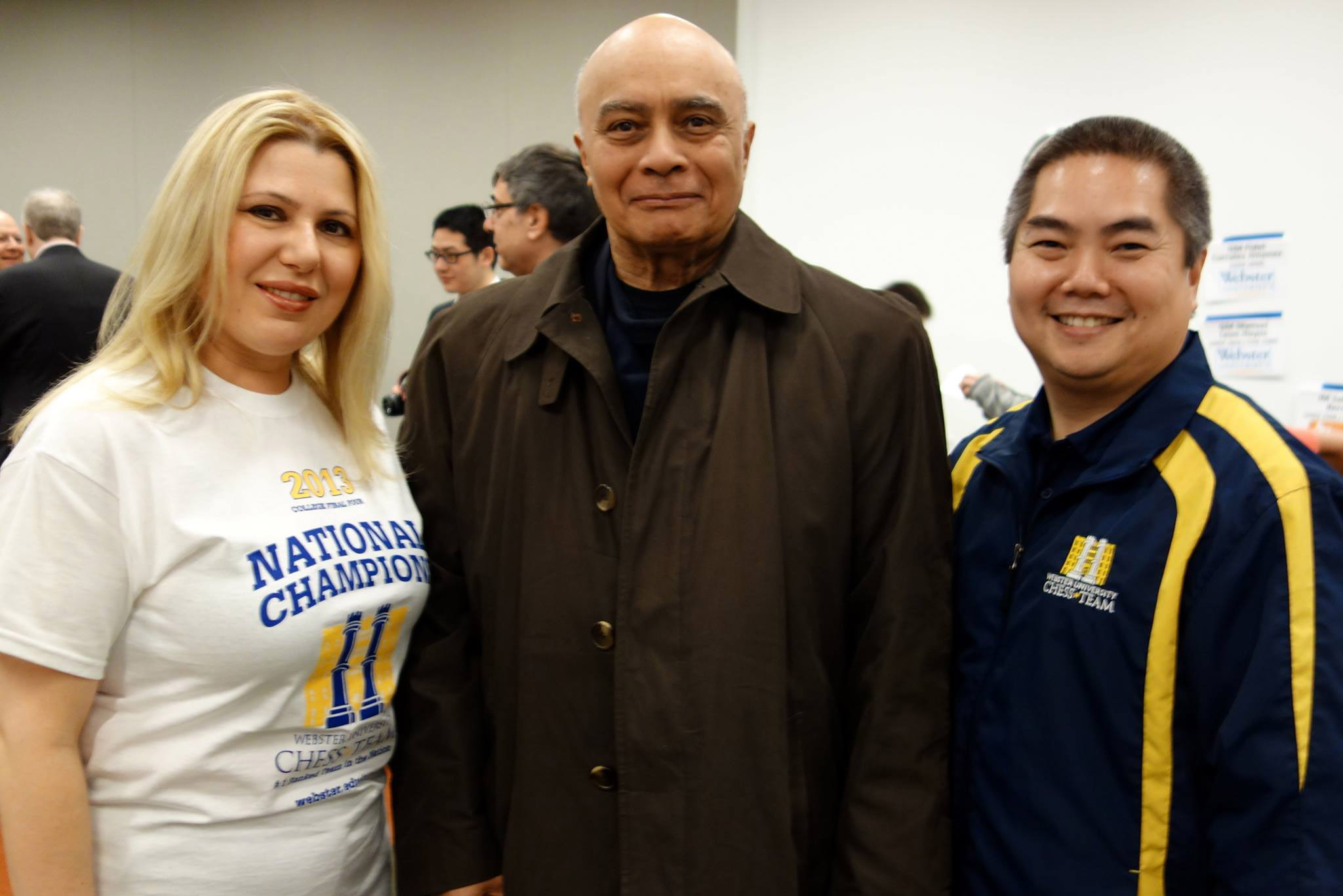 FIDE Master Paul Truong (right) pictured here with Kenneth Clayton with his wife Grandmaster Susan Polgar in Rockville, Maryland. He stated, “A few years ago when the College Chess Final Four was in Washington, DC, he came to visit my wife and I. He even came to St. Louis to visit us and my sisters in law.” Photo courtesy of Paul Truong