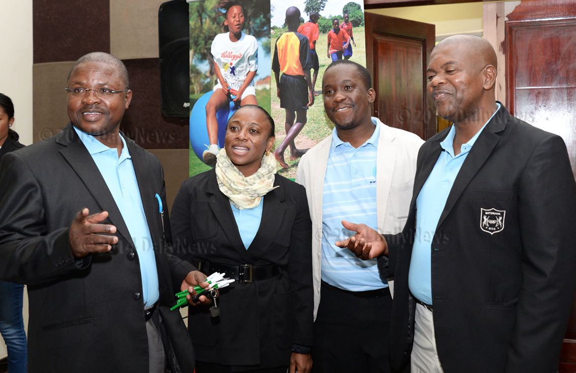 Botswana National Olympic Committee (BNOC) executives, Lt. Colonel Botsang Tshwenyego (left), Bernadette Moruti (second left), Tshepo Sitale (second right) and Michael Moroka at the BNOC ordinary general meeting in Gaborone on Saturday. Photo by Felicity Male/Daily News