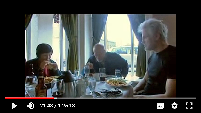 Bobby Fischer having lunch with wife Miyoko Watai and Dr. Kári Stefánsson.