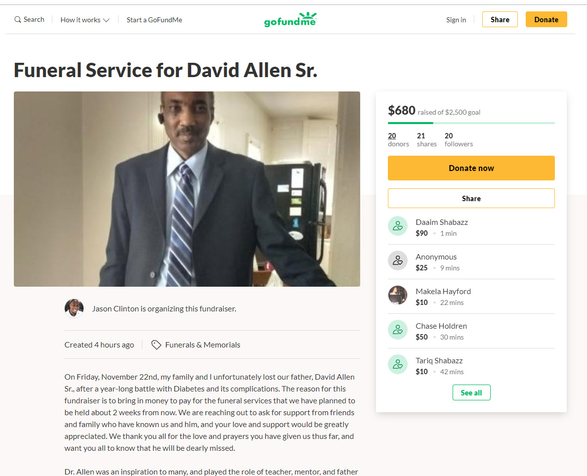 Fundraiser for David Allen