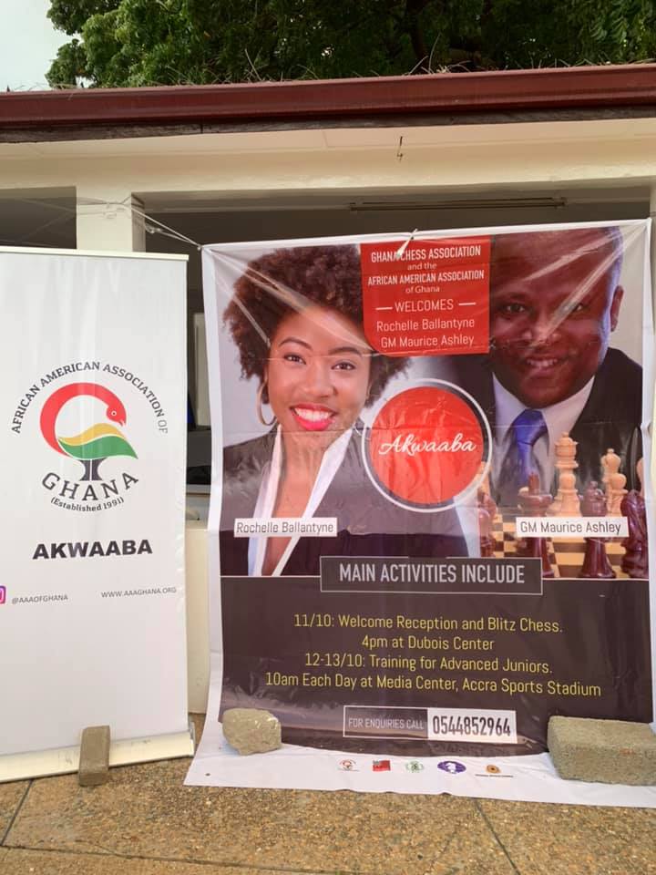 Rochelle Ballantyne and GM Maurice Ashley welcomed to Ghana! Photos by Maurice Ashley (Facebook)