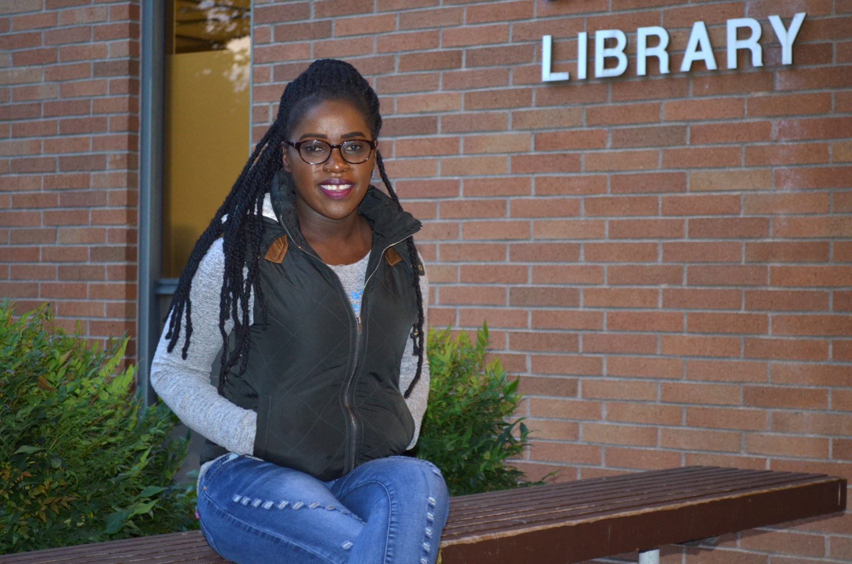 Phiona Mutesi at Northwest University. Photo by Eilís O’Neill for WBUR