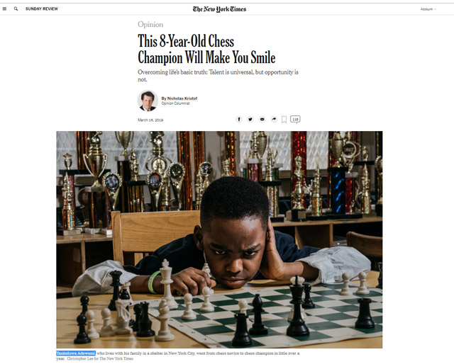 Sunday Times ZA - Minentle Miya, 8, has been playing chess for