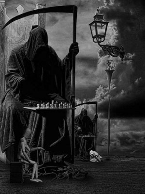 Grim Reaper at the chess board