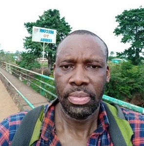 IM Oladapo Adu at the Liberian border. Photo by Oladapo Adu.