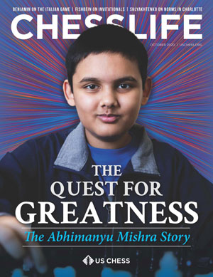 Abhimanyu Mishra in cover of Octoer 2020 Chess Life