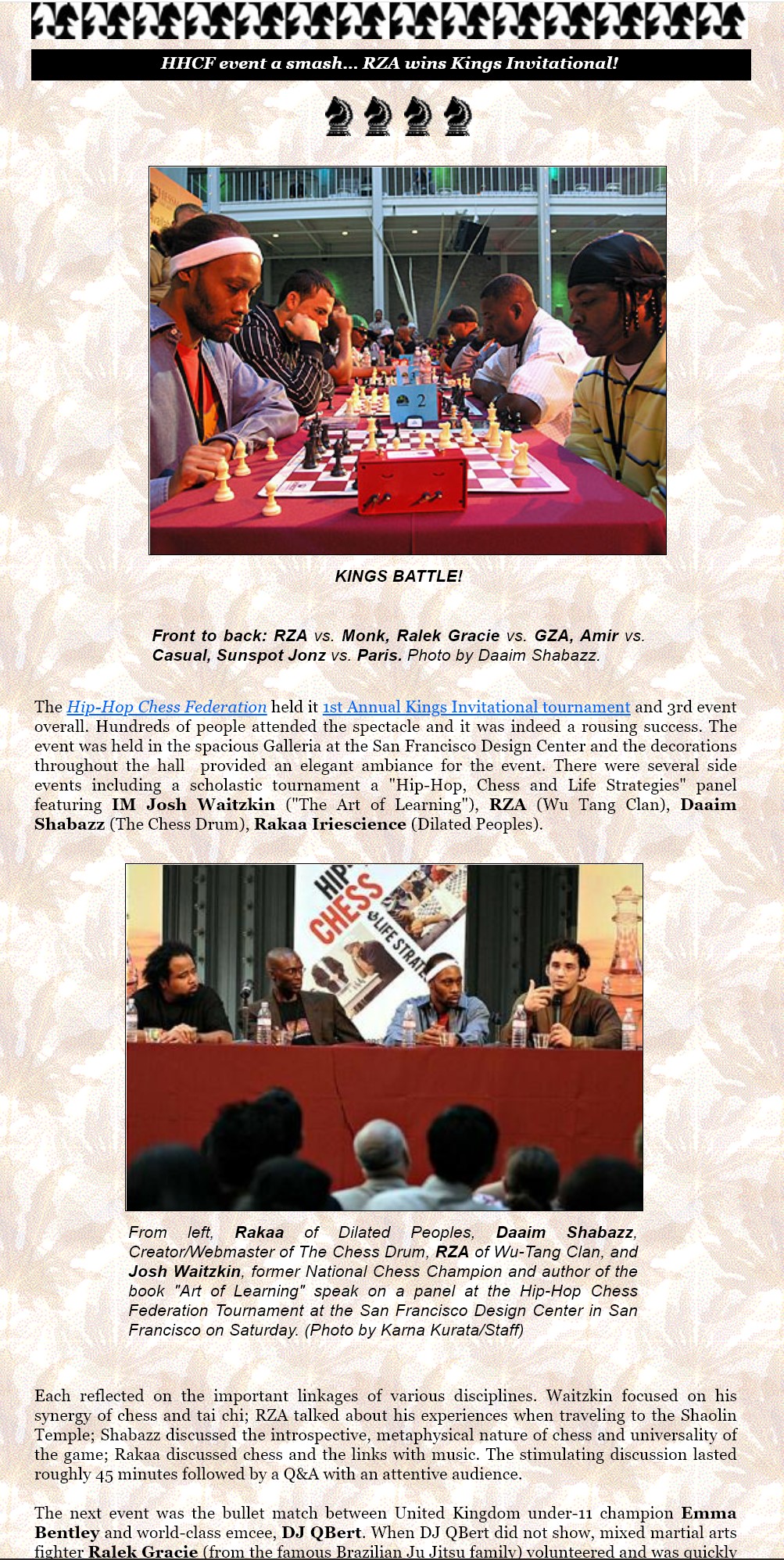 Hip-Hop Chess Federation King's Invitational & Panel Discussion