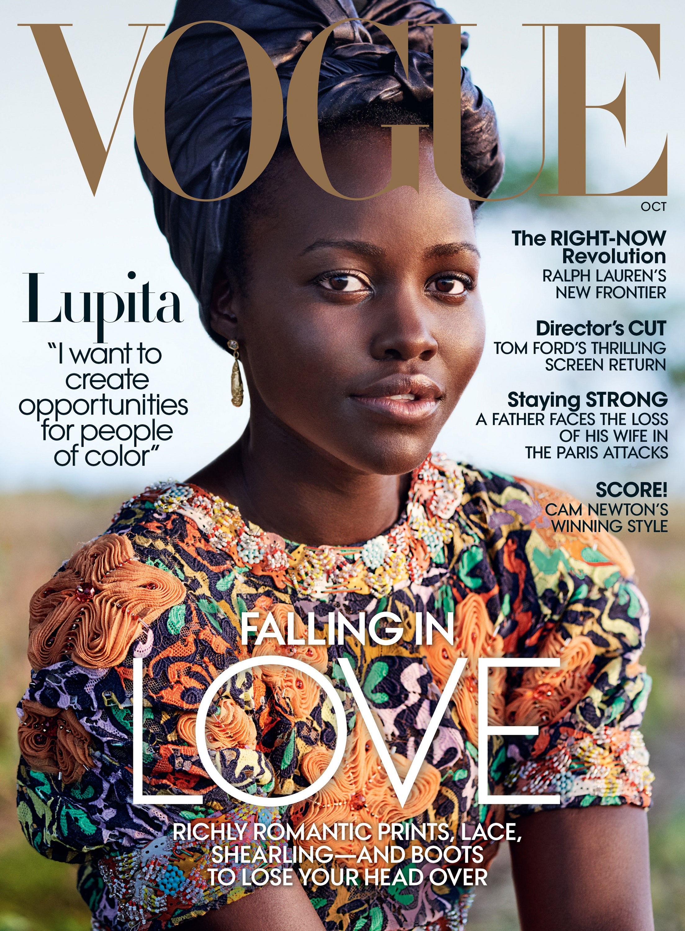 Lupita Nyong'o on the cover of October 2016 Vogue magazine