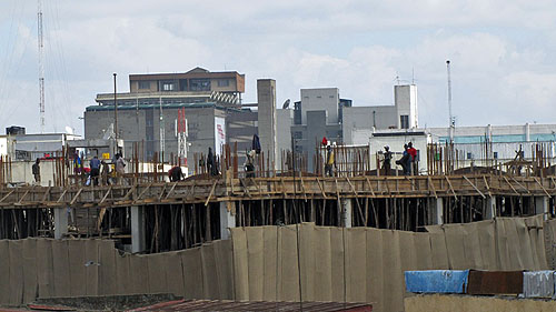 Kenyan economy is experiencing a boom...another highrise begins to go up on Tom Mboya.