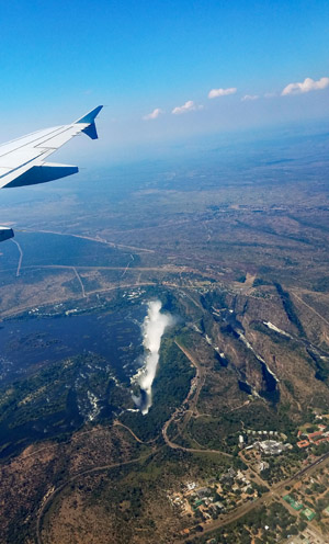 Aerial shot of Victoria Falls