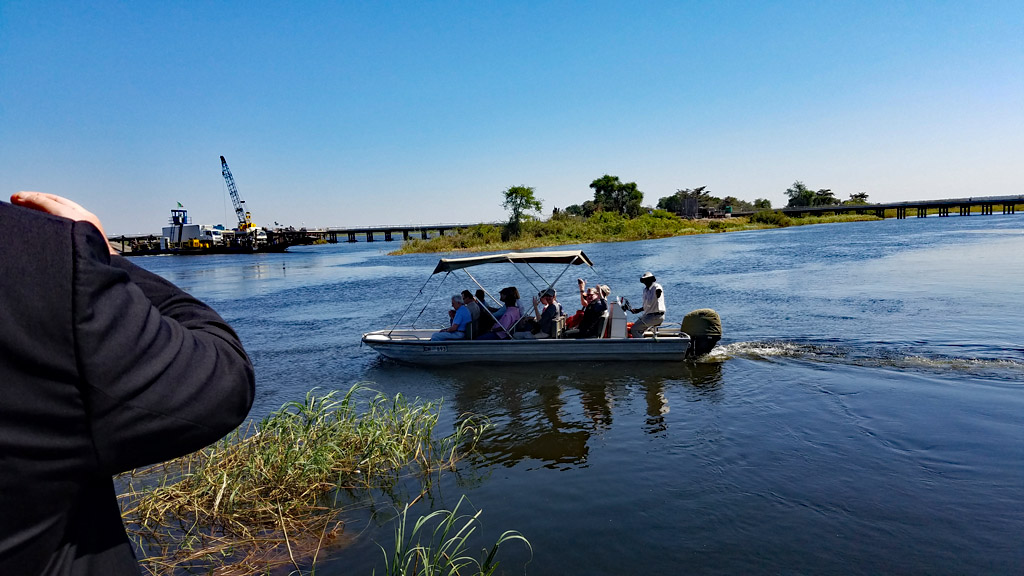 Speed boats taking the 750 meter ride to the Botswana port. Photo by Daaim Shabazz