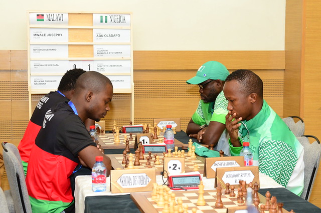 Malawi vs. Nigeria. Photo by Mohamed Bounaji/FIDE