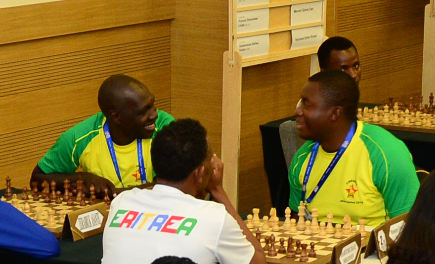 Zimbabwe vs. Nigeria fought to a thrilling 2-2 draw. Photo by Mohamed Bounaji/FIDE