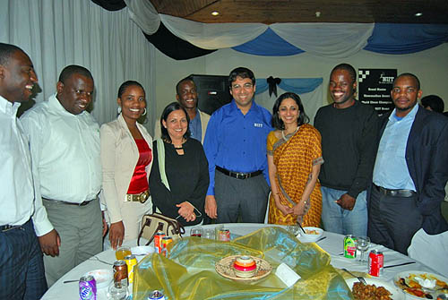 Anand with Botswana chess community and a NIIT representative. Photo by Booster Galesekegwe.