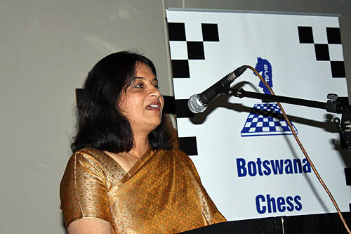 NIIT Botswana MD Sheela Raja Ram addressing guests at the dinner.