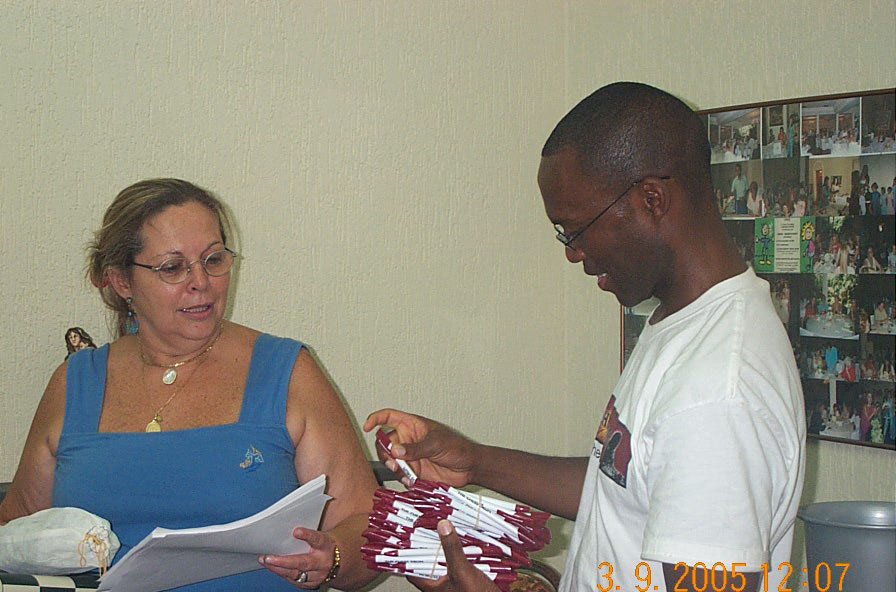 Bearing gifts for the Centro Communitário Ludovico Pavoni in favela near Sao Paulo, Brazil