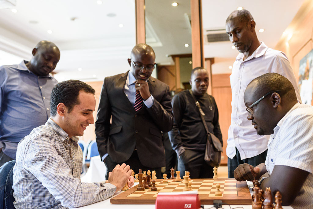 CIV Invitational - GM Bassem Amin analyzing with IM Arthur Ssegwanyi