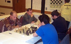 Shabalov vs. Nakamura (forefront); Ehlvest vs. Golod (background)
