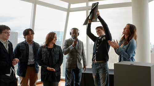 G-Star Team: Maxime Vachier-LaGrave, Hikaru Nakamura, Judit Polgar, Maurice Ashley, Magnus Carlsen and G-Star model, Liv Tyler.