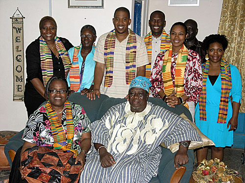 Chief met with our FAMU contingent. They presented us with the kente stoles.
