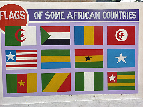 Flags displayed at on of the Middle Schools.