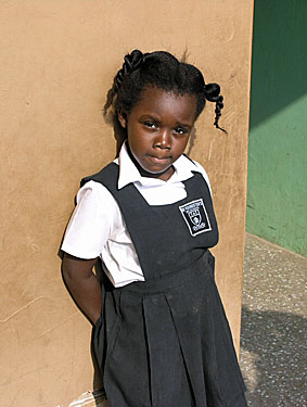 Schoolgirl perhaps relieved after a long day.