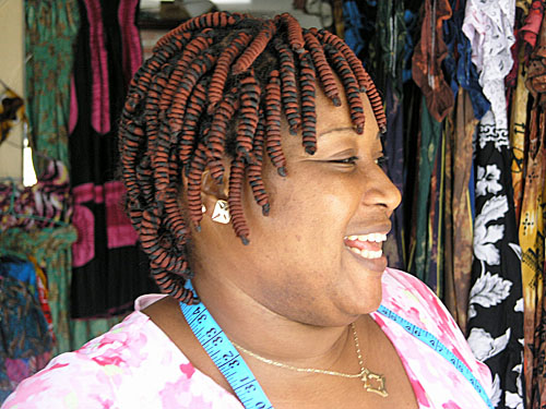 The shopkeeper. I asked to take a picture of her hair. Of course, I have seen this style before in the U.S., but I find it beautiful.