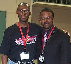 Daaim Shabazz with GM Maurice Ashley before the 1st round of the HB Global.