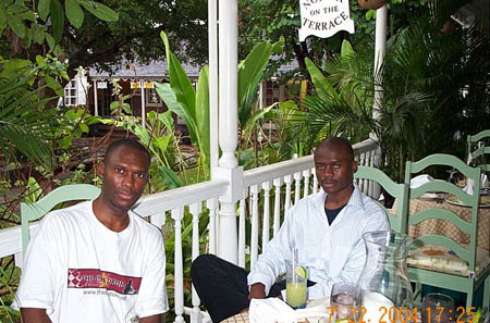 	
Daaim Shabazz and International Master Amon Simutowe relaxing in Kingston, Jamaica. The six-day excursion is the subject of a photo essay recounting the activities day-by-day.