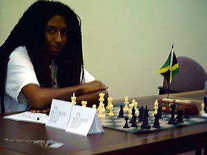 The Lion King: Ras Malaku Lorne playing at the recent Jamaican National Championship. He will make his Olympiad debut in Mallorca, Spain in October. Copyright , Mark Bowen.