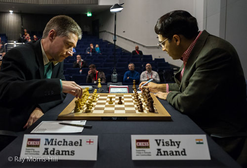 Michael Adams - Viswanathan Anand, 0-1. Photos by Ray Morris-Hill.