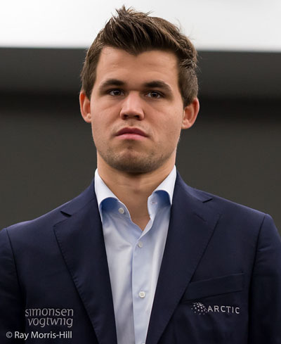 Carlsen trotted out the Sveshnikov and held comfortably. Photo by Ray Morris-Hill.