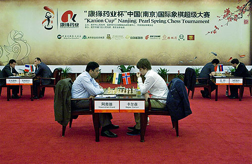 Round Two of the Nanjing Pearl Spring Tournament. Photo by Yu Feng.