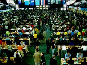 The Playing Hall in 'full swing.' Copyright  Jerry Bibuld, 2002.