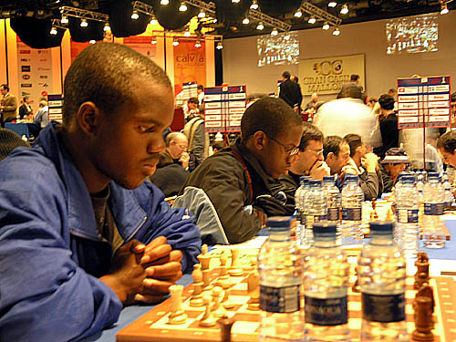 Botswana's Ignatius Njobvu and Phemelo Khetho on the move at 2006 Olympiad. Both will have to fight to earn a spot on the 2008 team. Photo by Daaim Shabazz.