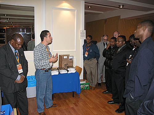 Allan Herbert of Barbados giving an introduction to the author, Ian Wilkinson.