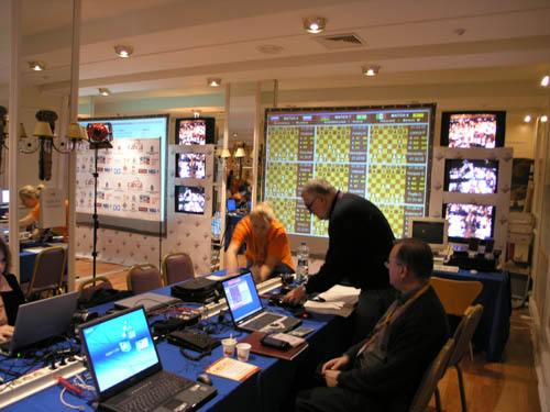 The Olympiad Press Room where Id spend countless hours in the last few days of the tournament. The smoke in this room was definitely oxygen-depleting!