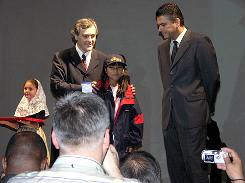 11-year old Cori Tello Deysi Estela of Peru collects prize for the youngest participant. She scored a respectable 5-2 in a reserve role.