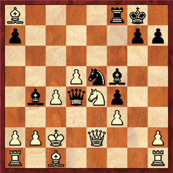 Sakelsek-Corbin after 18Bb4+ 19.Kc2. Corbin finished with a flurry and mate was announced after 19Nxf3! 20.Rd1 Bxe4+ 21.Kb3 Rb8! 22.Bc6 Bd2+ 23.Bb5 Rxb5+ 24.cxb5 Qb4# 01